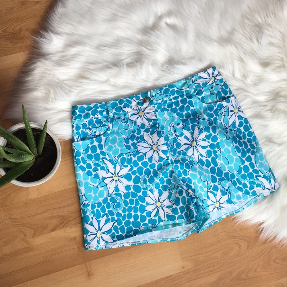 Lily Pulitzer blue leopard lounge print shorts